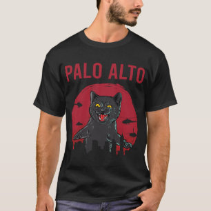 Camiseta Preto Engraçado Cat Palo Alto