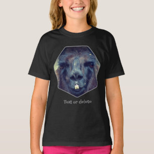 Camiseta Preto Intenso Rosto de Lhama Personalizado de Pert