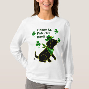 Camiseta Preto Labrador do dia de St Patrick