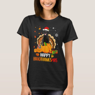 Camiseta Preto Labrador Halloween Natal Xmas Happy Hall