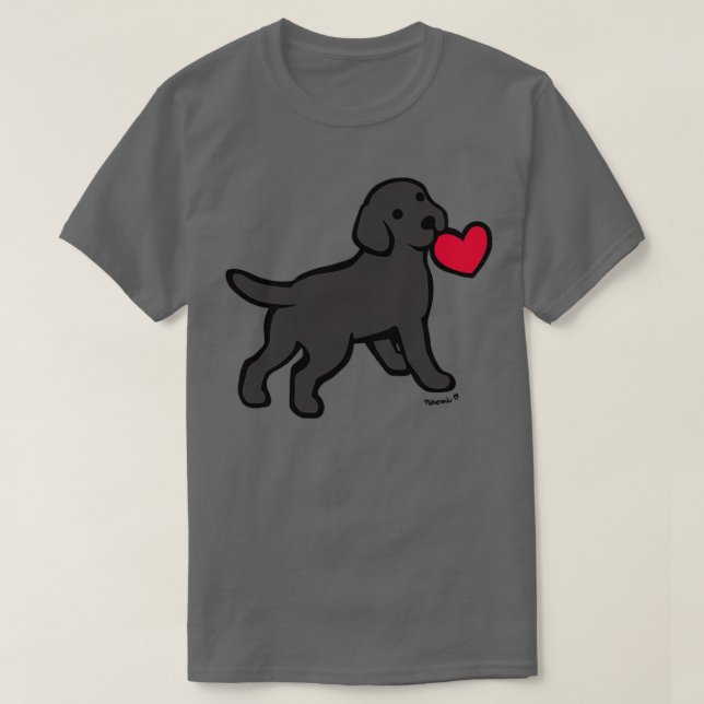 Camiseta Preto Labrador Puppy com um pequeno coração (Frente do Design)