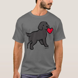 Camiseta Preto Labrador Puppy com um pequeno coração