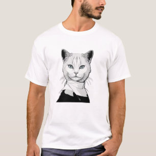 Camiseta Preto Místico e Branco Gato de Salem