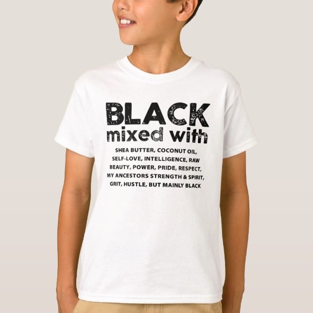 Camiseta Preto Misturado com Engraçado História Negra Mês A (Frente)