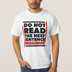 Camiseta Preto Não Leia A Próxima Sentença Engraçado
