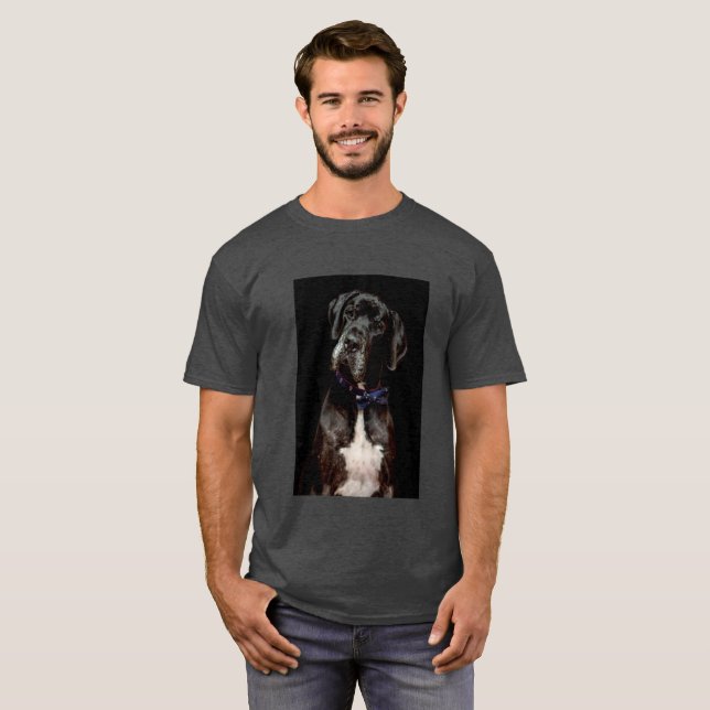 Camiseta Preto no t-shirt preto de great dane (Frente Completa)