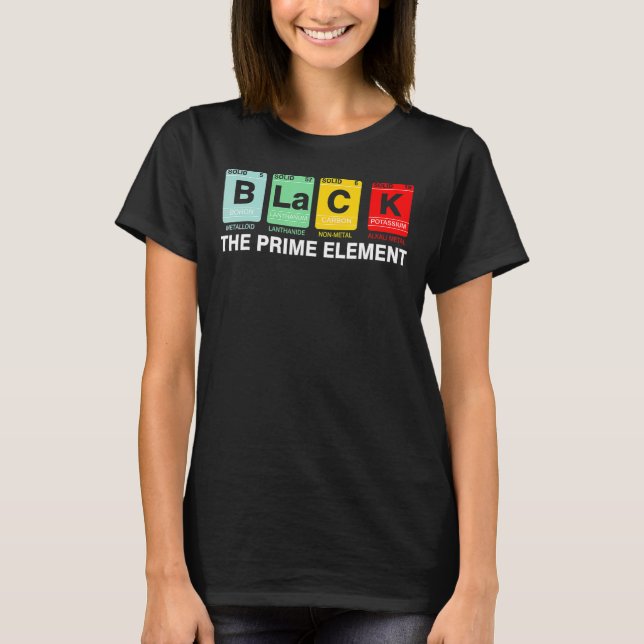 Camiseta Preto O Elemento Primário Histórico Preto Mês BLM  (Frente)