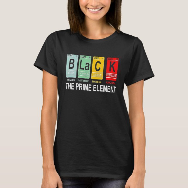 Camiseta Preto O Elemento Primário Negro Vive Direitos Negr (Frente)