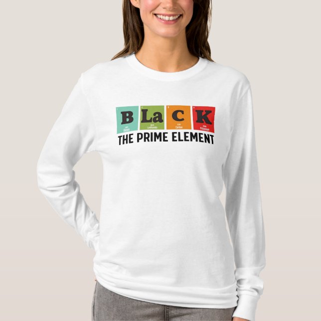 Camiseta Preto O Elemento Principal, Mês da História Negra (Frente)