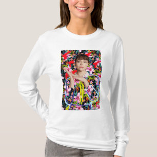 Camiseta Preto órfão Alison - teste padrão floral