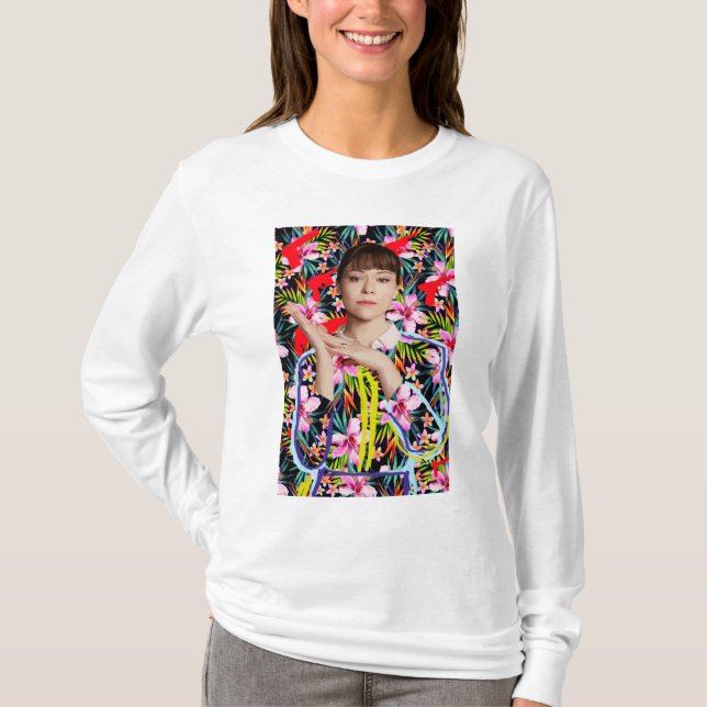Camiseta Preto órfão | Alison - teste padrão floral (Frente)