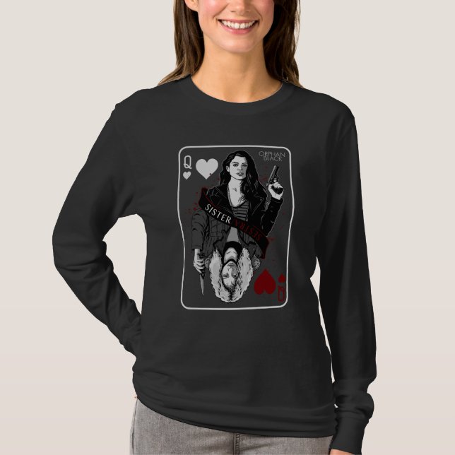 Camiseta Preto órfão | Sarah & Helena - irmã/Sestra (Frente)