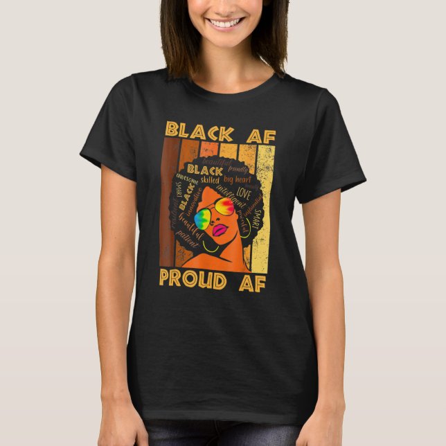 Camiseta Preto Orgulhoso Af Africano Mês da História Bhm Me (Frente)