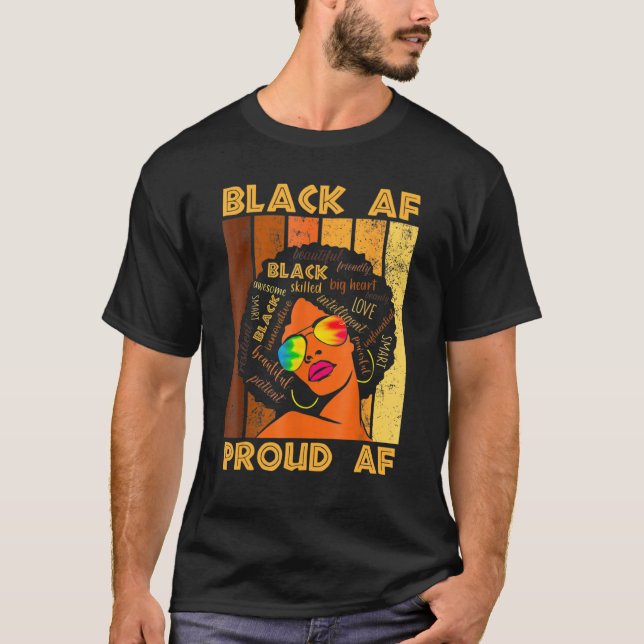 Camiseta Preto Orgulhoso Af Africano Mês da História Bhm Me (Frente)