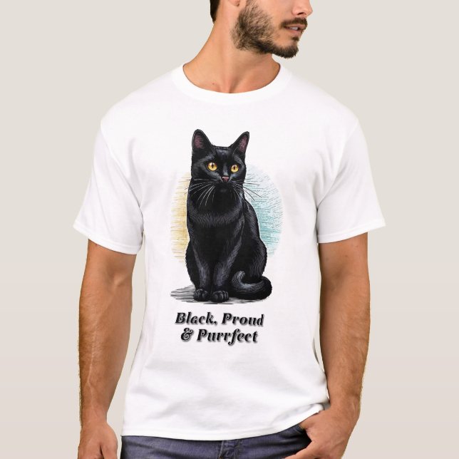 Camiseta Preto, Orgulhoso e Puro - Décima Sétima Arte Gato (Frente)