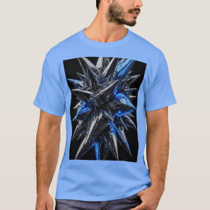 Camiseta  Preto Prata & Azul Elétrico Neon Mosaico