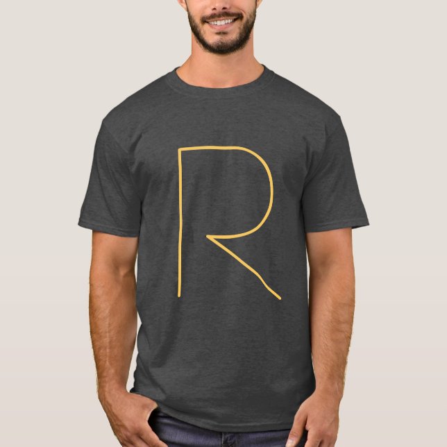 Camiseta Preto Seu Nome Plana Moderna Monograma Inicial (Frente)