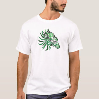 Camiseta Preto tribal do verde do tatuagem do cavalo