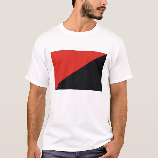 Camiseta preto vermelho da bandeira da anarquia (Frente)