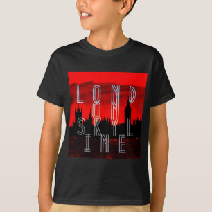 Camiseta Preto vermelho do horizonte de Londres