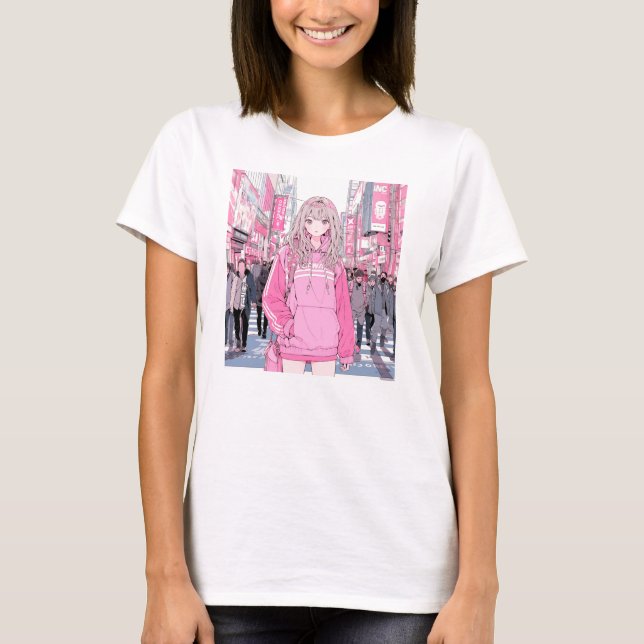 Camiseta Pretty Pink｜寿司娘 Tシャツ GenerativeAI T-shirt (Frente)