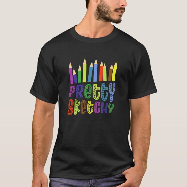 Camiseta Pretty Sketchy Fun Colored Pencils   (Frente)