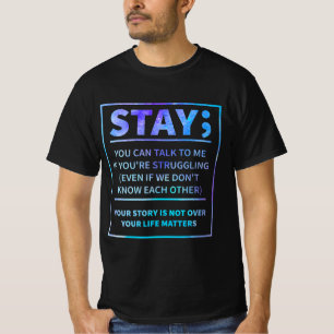 Camiseta Prevenção à Consciência do Suicídio Semicolon Cura