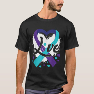 Camiseta Prevenção ao Suicídio Coração de Fita Roxa Verde V