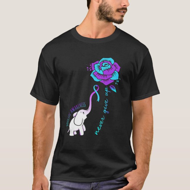 Camiseta Prevenção ao suicídio Sensibilização Elefante Flor (Frente)
