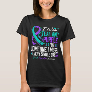 Camiseta Prevenção ao Suicídio Use Verde-Azulado e Roxo Men