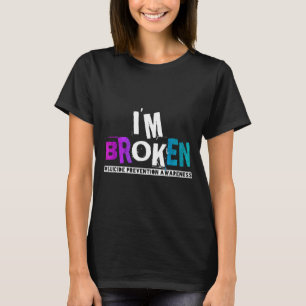 Camiseta Prevenção da fita azul-turquesa e roxa quebrada