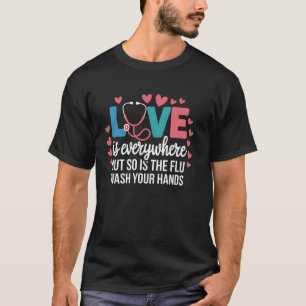 Camiseta Prevenção da Gripe Conscientização Higiene Lavagem