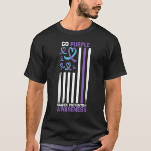 Camiseta Prevenção de Suicídio Bandeira Americana Fita de C