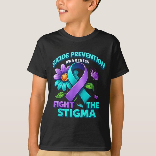 Camiseta Prevenção de Suicídio Suporte Combater Estigma Con (Frente)