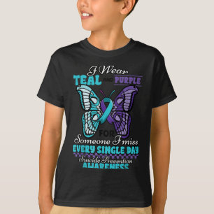 Camiseta Prevenção de Suicídio Use Verde-azulado Roxo Algué
