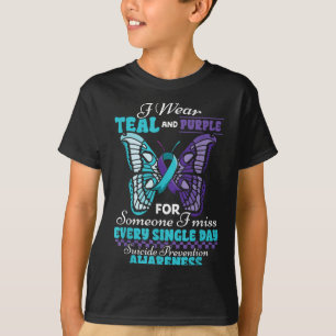 Camiseta Prevenção de Suicídio Use Verde-azulado Roxo Algué