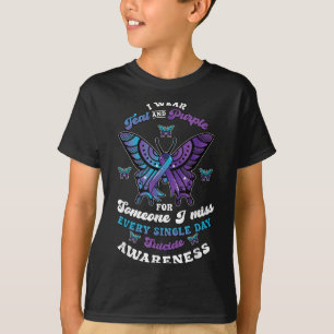 Camiseta Prevenção de Suicídio Use Verde-azulado Roxo Algué
