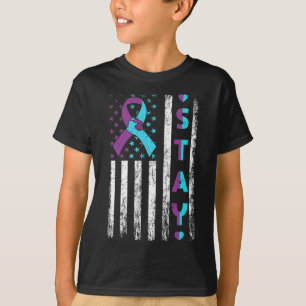 Camiseta Prevenção Sensibilização Mantenha-Se Rosa E Teto F