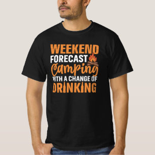 Camiseta Previsão Climática de Camping Engraçado