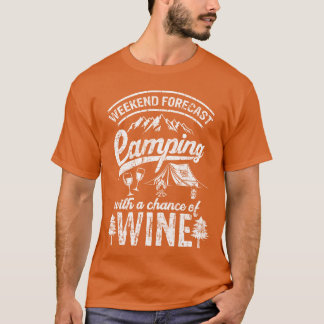 Camiseta Previsão de fim de semana acampando com chance de