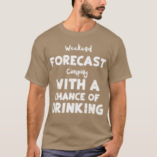 Camiseta Previsão de fim de semana acampando com um retro