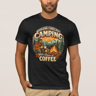 Camiseta Previsão de Fim de Semana: Camping com Chance de C
