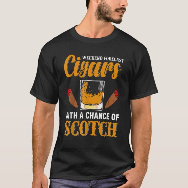 Camiseta Previsão de Fim de Semana Cigarros Scotch Cigar Wh (Frente)