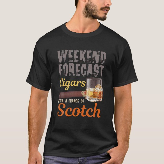 Camiseta Previsão De Fim De Semana De Cigarros E Uísque Uís (Frente)