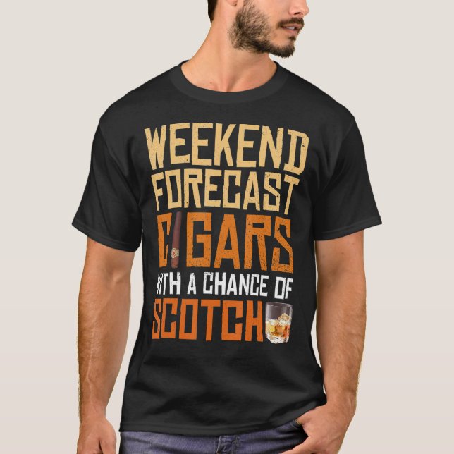 Camiseta Previsão De Fim De Semana De Cigarros E Uísque Uís (Frente)