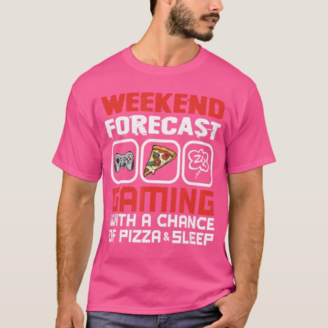Camiseta Previsão de fim de semana de jogos com chance de p (Frente)
