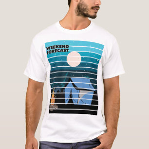 Camiseta Previsão de fim de semana Fogo de tenda de camping
