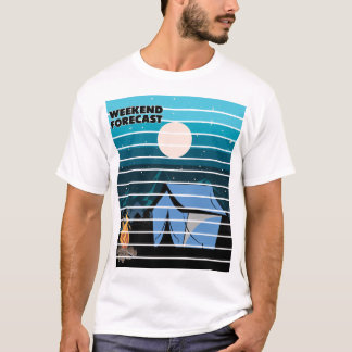 Camiseta Previsão de fim de semana Fogo de tenda de camping