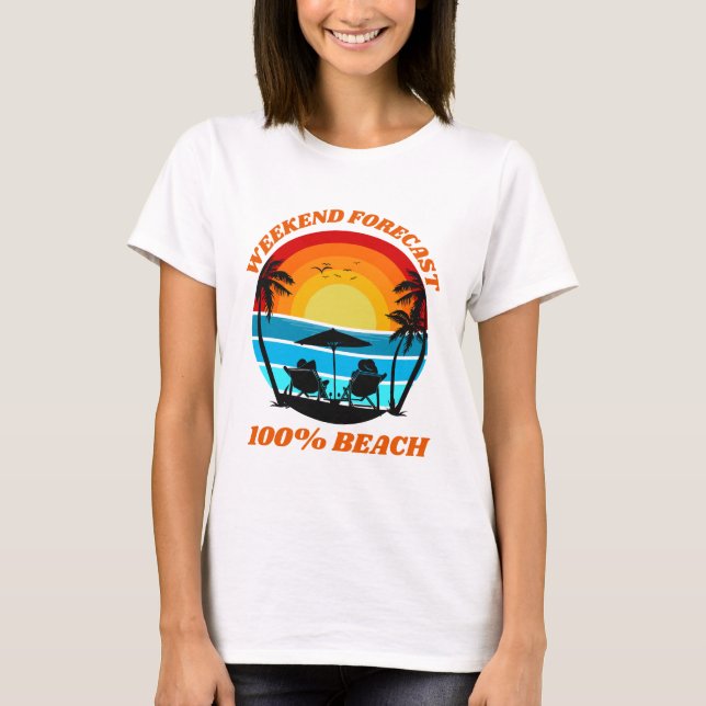 Camiseta Previsão de Fim de Semana Vibes do Oceano de Praia (Frente)