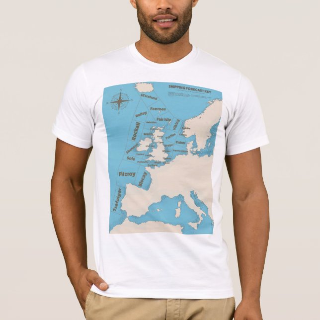Camiseta Previsão de Navegação das Ilhas Britânicas em cor (Frente)
